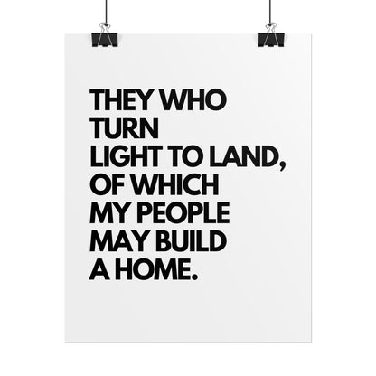 Rolled Poster — "They Who Turn Light to Land" Minimalist Typography Wall Art