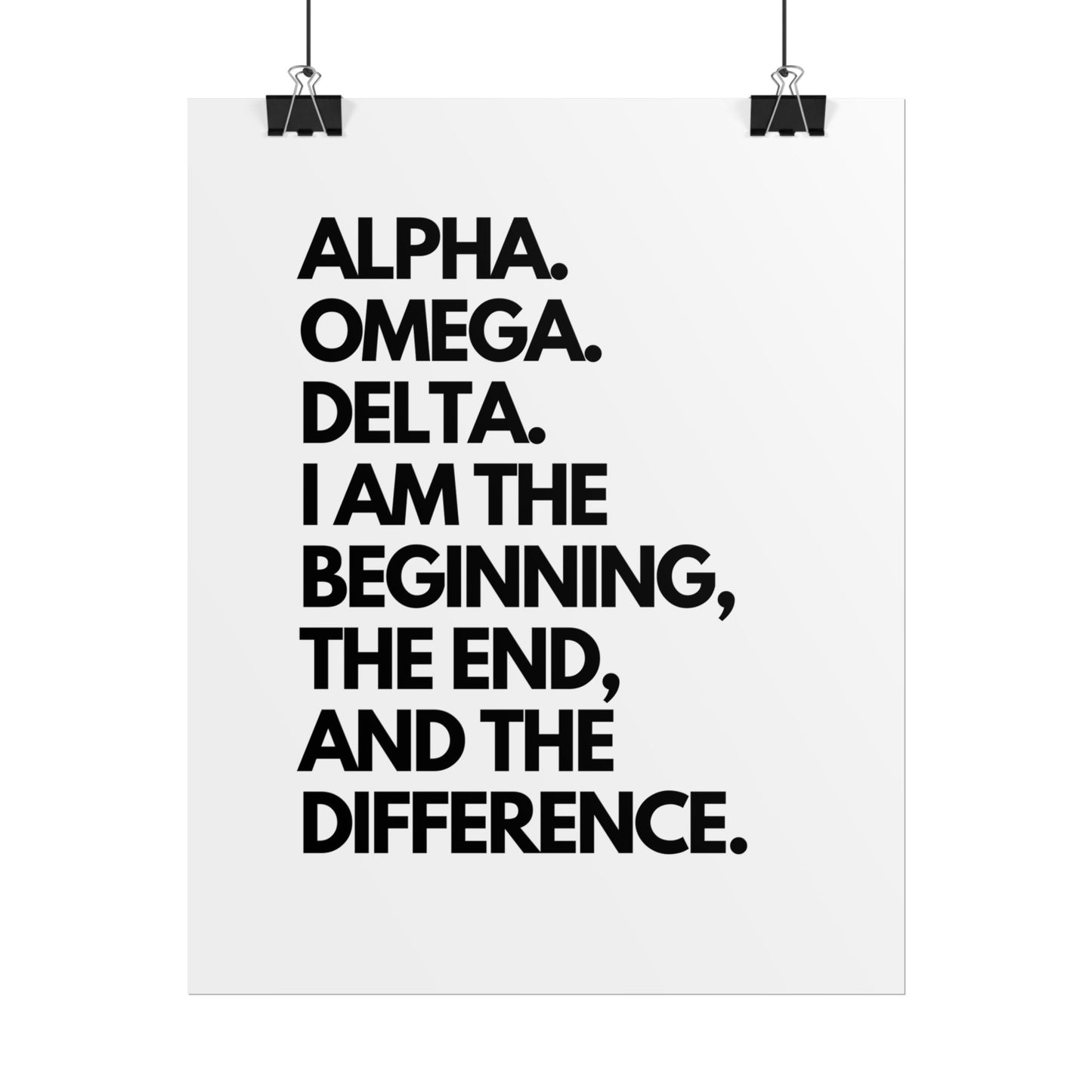 Rolled Poster — "Alpha. Omega. Delta." Typographic Faith Wall Art