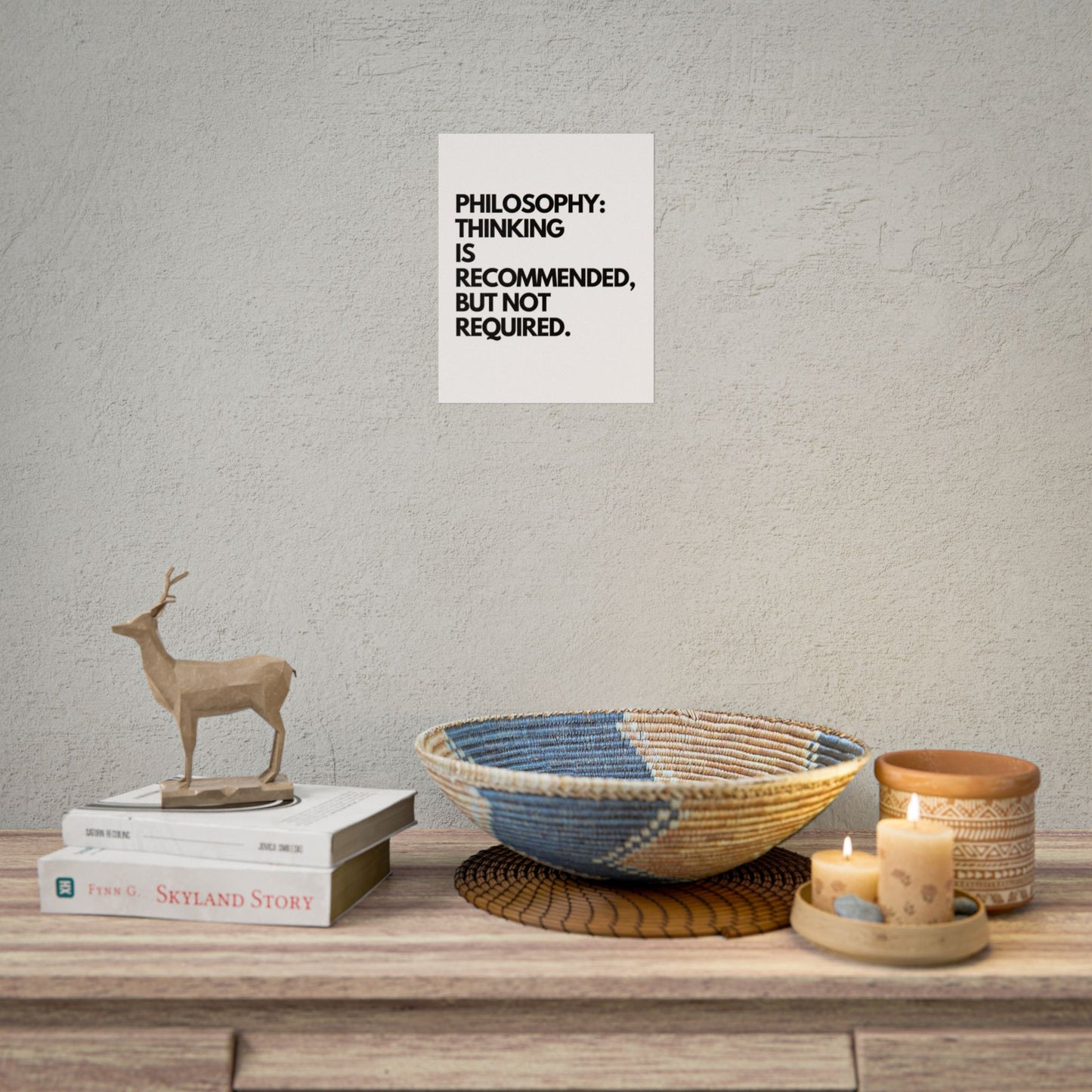 Rolled Poster – "Philosophy: Thinking Is Recommended, But Not Required" Minimalist Quote Art Print