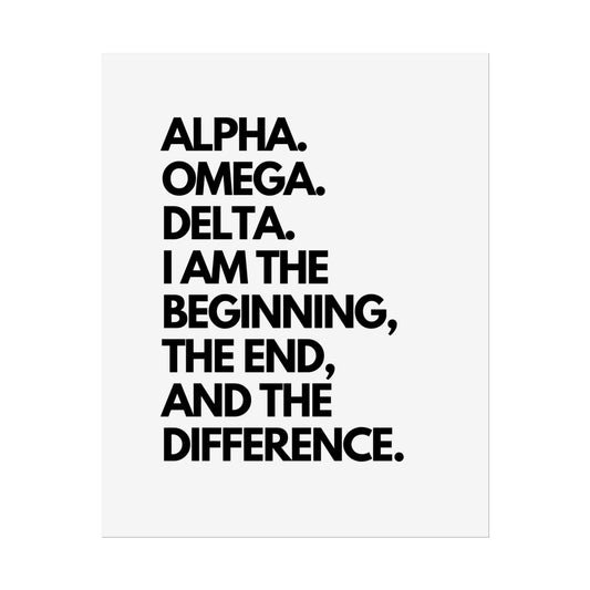 Rolled Poster — "Alpha. Omega. Delta." Typographic Faith Wall Art